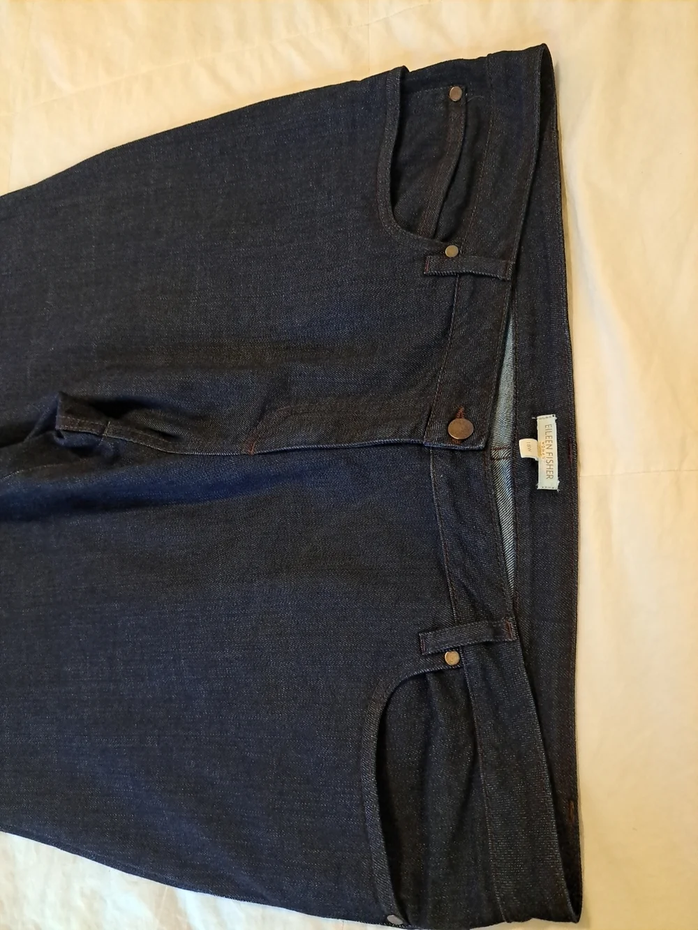 Eileen Fisher High Waist Slim Straight Jeans Dark Blue 5 Pkts 18W